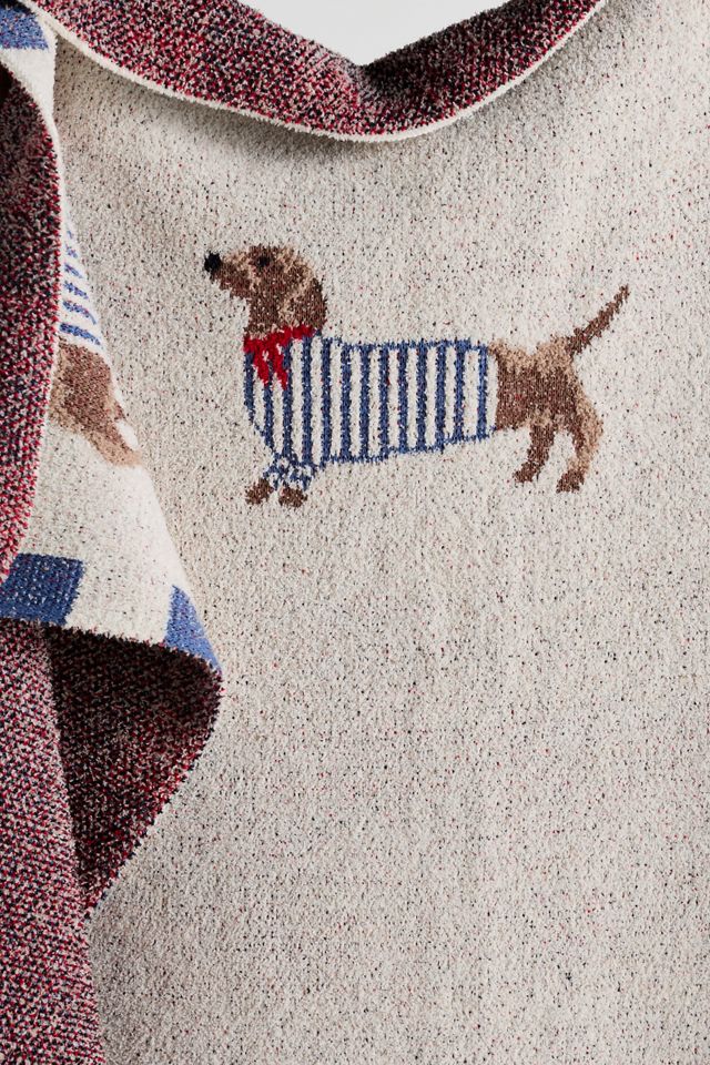 Parisian Dachshund Dog Cotton Knit Throw Blanket #1