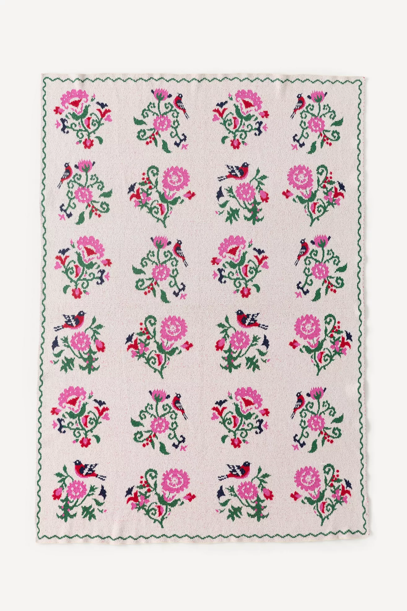 Cotton Knit Patterned Throw Blanket - thumbnail 3