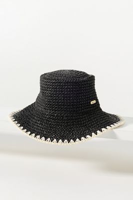 Anthropologie Striped Fray Hem Bucket Hat Black White Statement Stylish Stripe Bucket | Women main image 4