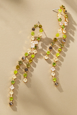 By Anthropologie Crystal Loop Drop Earrings In Green