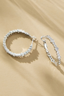 By Anthropologie Delicate Glitz Hoop Earrings In Silver