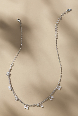 By Anthropologie Drippy Crystal Layered Necklace In Silver