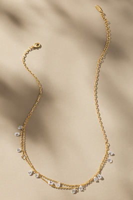 By Anthropologie Drippy Crystal Layered Necklace In Gold
