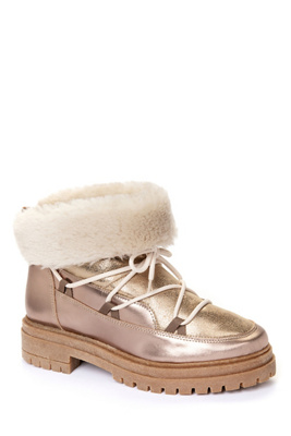 Penelope Chilvers Stornoway Genuine Shearling-lined Metallic Boot In Neutral
