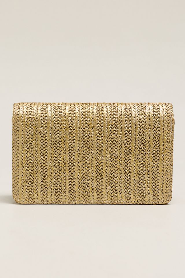 Lisi Lerch Ruby Foldover Gold Straw Clutch #1