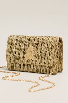 Lisi Lerch Ruby Foldover Gold Straw Clutch