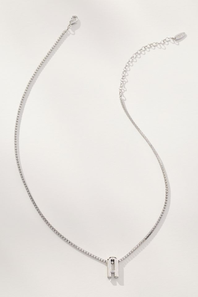 Large Shimmered Monogram Tennis Necklace #2