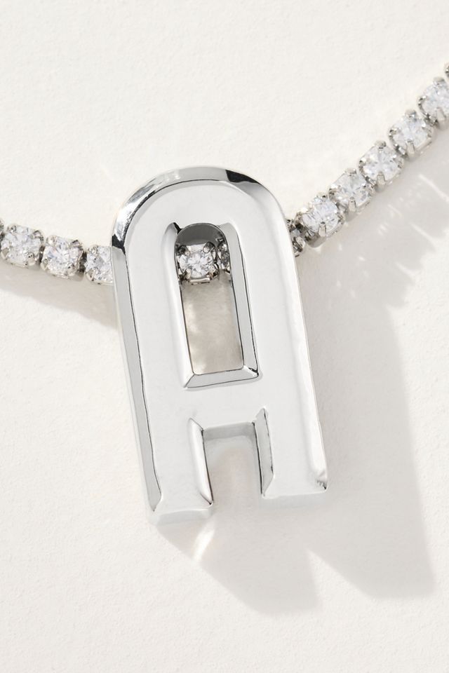 Large Shimmered Monogram Tennis Necklace #1