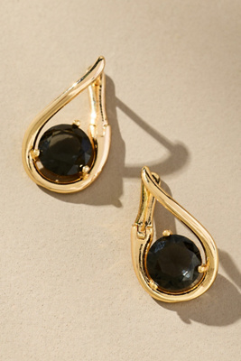 By Anthropologie Looped Stone Huggie Hoop Earrings In Gray