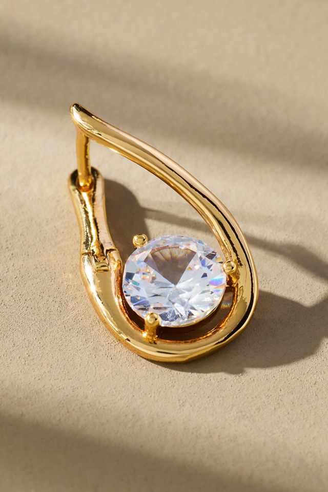 Looped Stone Huggie Hoop Earrings #2