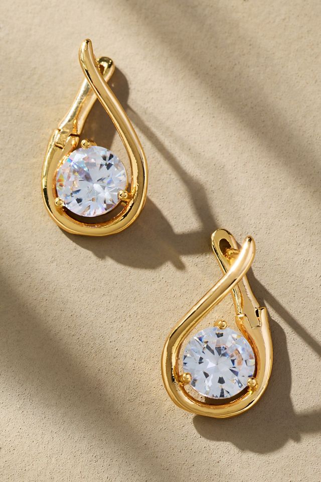 Looped Stone Huggie Hoop Earrings #1