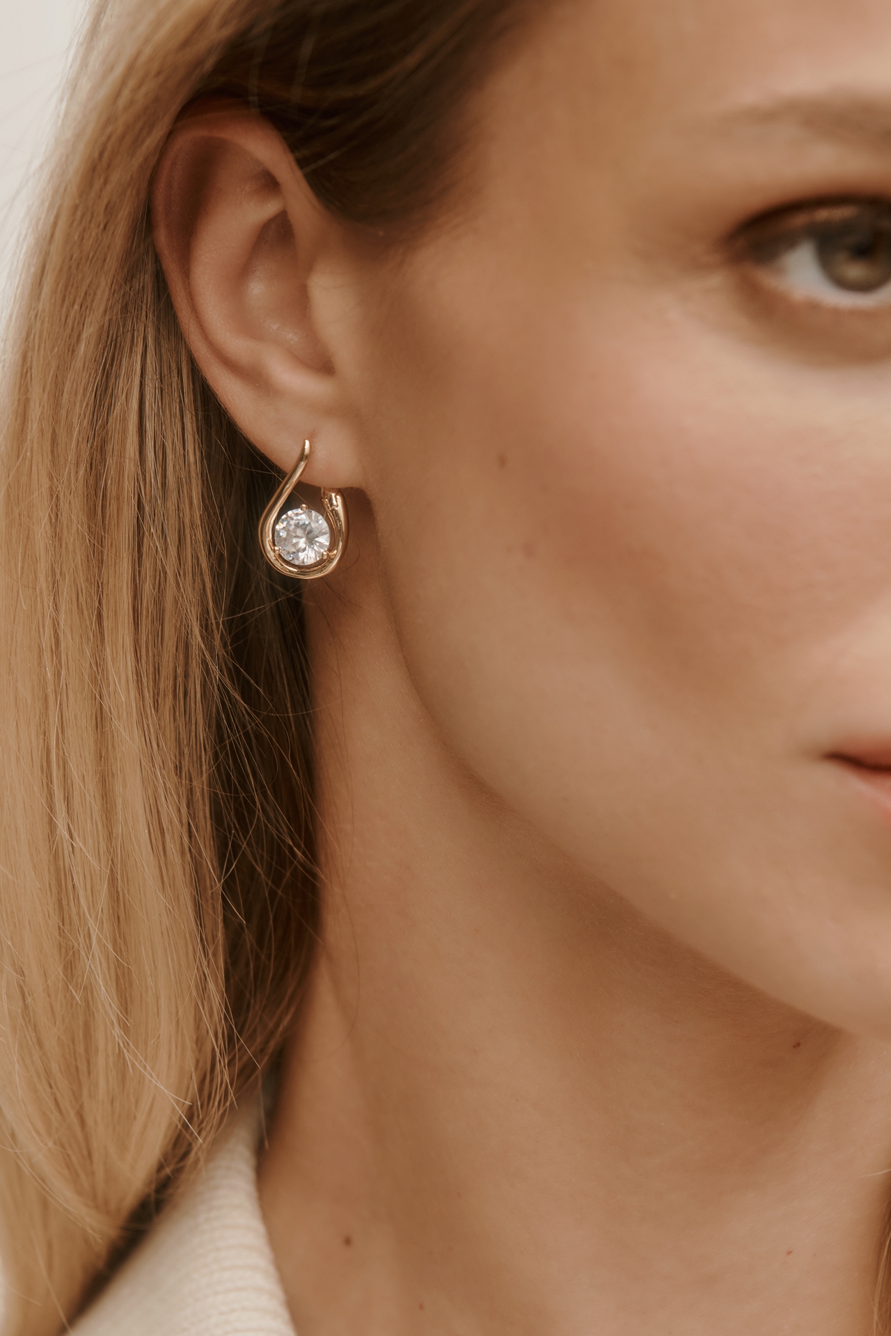 Looped Stone Huggie Hoop Earrings