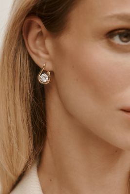 Looped Stone Huggie Hoop Earrings