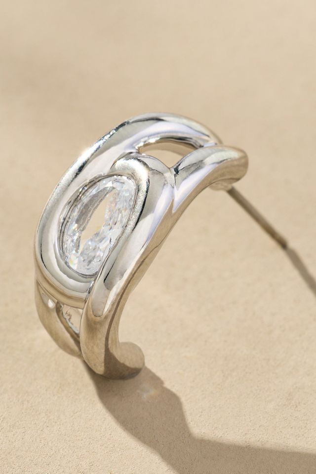 Crystal Huggie Hoop Earrings #1