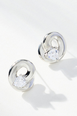 By Anthropologie Looped Crystal Post Earrings In Silver