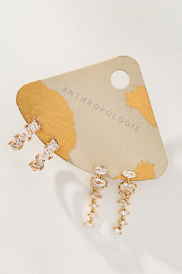 By Anthropologie Sparkling Crystal Earrings, Set Of 2 In Gold