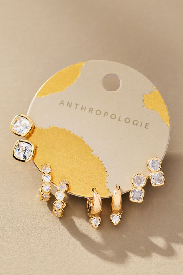 Round Crystal Earrings, Set of 4 #1