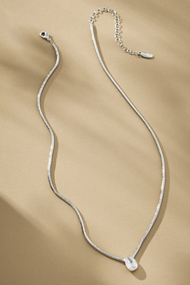 By Anthropologie Single Crystal Pendant Necklace In Silver