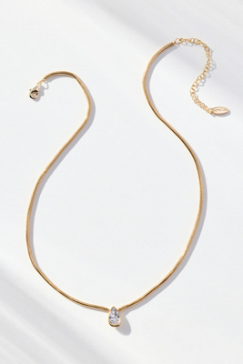 By Anthropologie Single Crystal Pendant Necklace In Gold