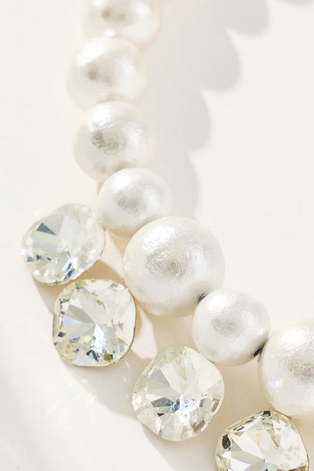Crystal & Pearl Beaded Collar Necklace #1