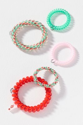 TELETIES Holiday Mix Coil Hair Ties, Set of 5