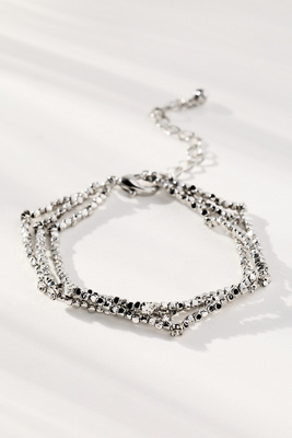 By Anthropologie Beaded Stone Layered Bracelet In Metallic