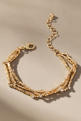 By Anthropologie Beaded Stone Layered Bracelet In Gold