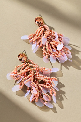 By Anthropologie Colorful Beaded Sequin Fringe Earrings In Multi