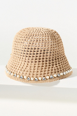 Lele Sadoughi Open Weave Raffia Bucket Hat In Neutral