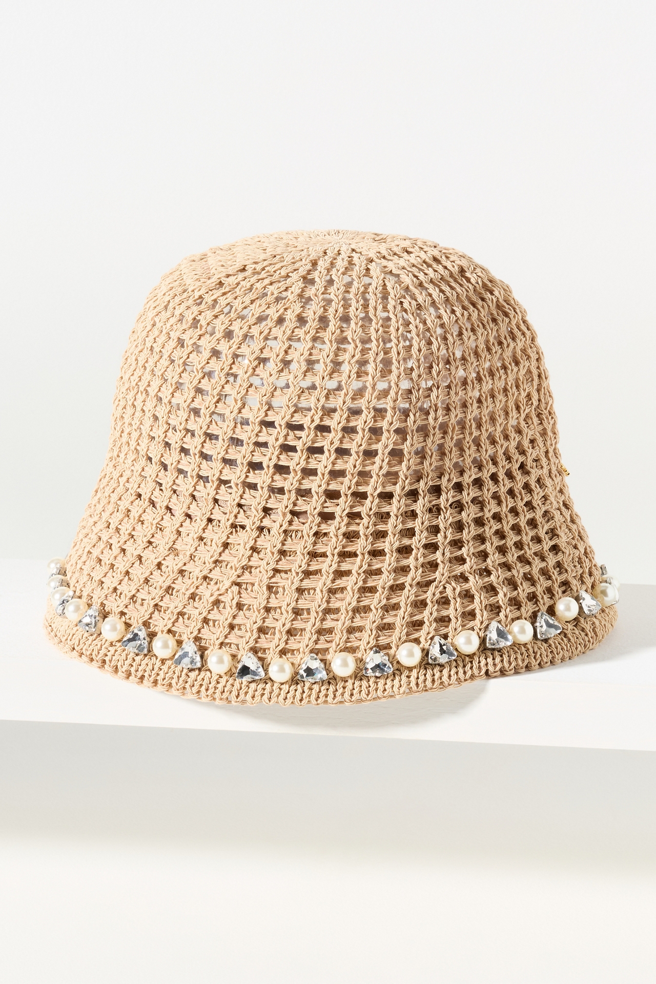 Lele Sadoughi Open Weave Raffia Bucket Hat