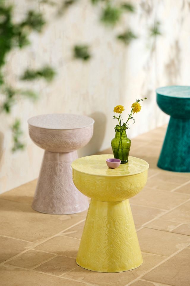 Textured Enamel Side Table | Anthropologie