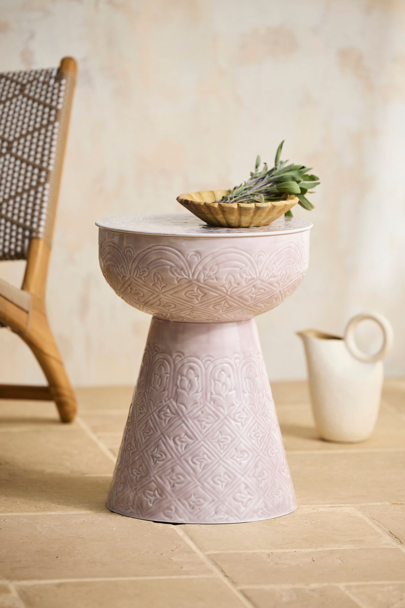 Textured Enamel Side Table - Lavender, One Size