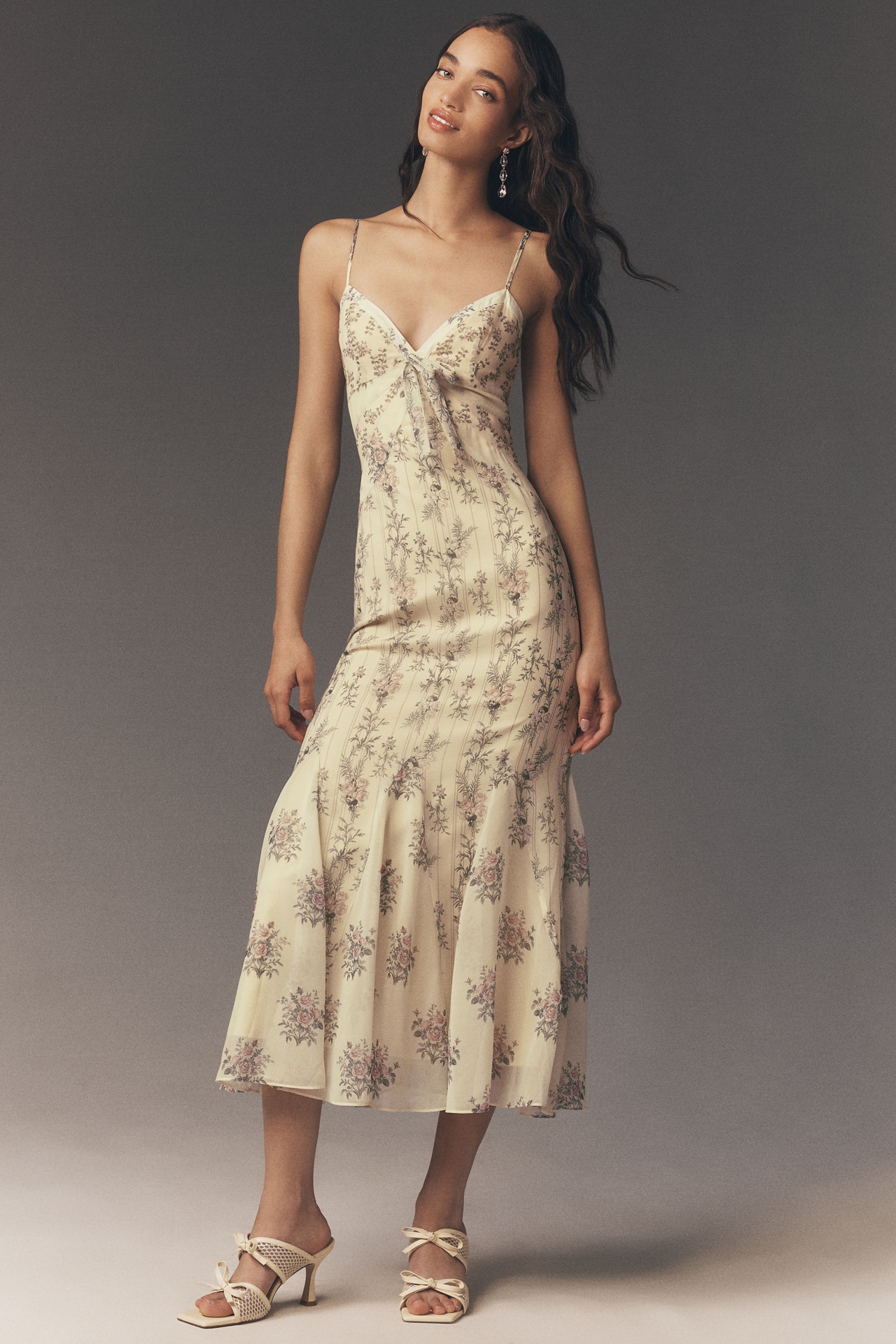 BHLDN Hazel Bow Godet Chiffon Dress