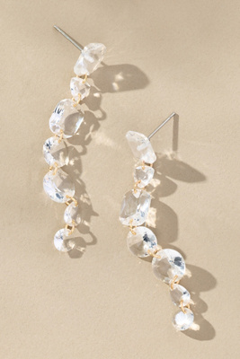 By Anthropologie Crystal Stone Drop Earrings In Transparent