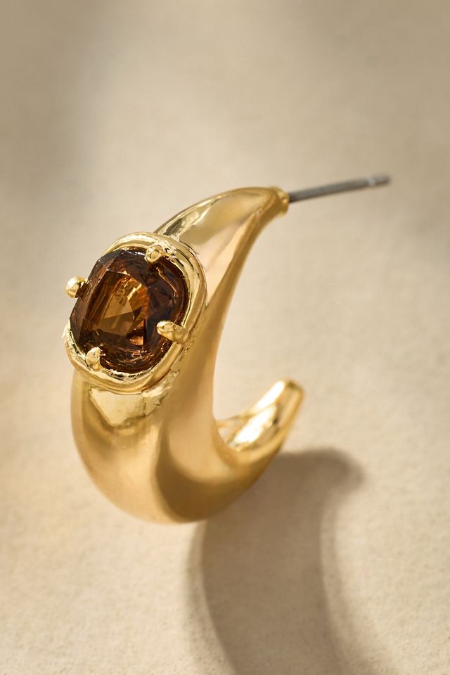 Crystal Stone Hoop Earrings #1