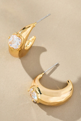 By Anthropologie Crystal Stone Hoop Earrings In Transparent