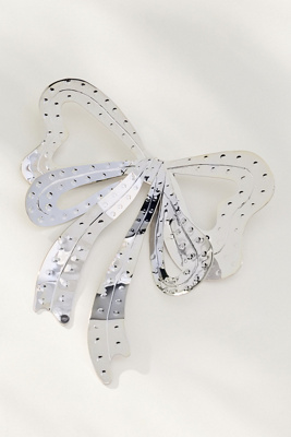 By Anthropologie Metal Bow Brooch In Silver