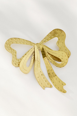 By Anthropologie Metal Bow Brooch In Gold