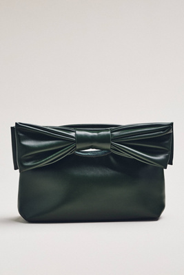 By Anthropologie Cutout Handle Bow Clutch In Green