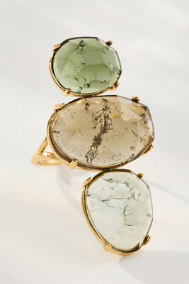 By Anthropologie Triple Stone Cocktail Ring In Green