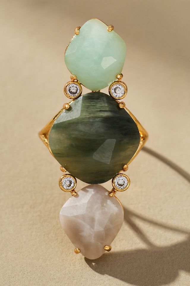 Triple Stone Glitzy Cocktail Ring #1