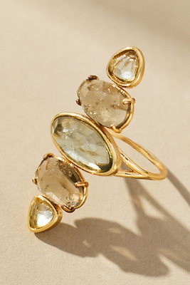 By Anthropologie Five Stone Cocktail Ring In Green