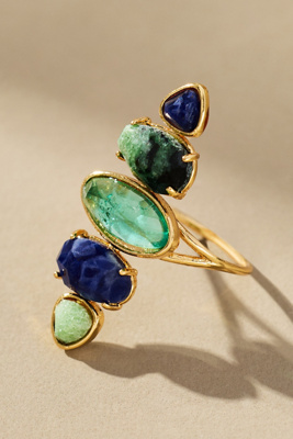 By Anthropologie Five Stone Cocktail Ring In Blue