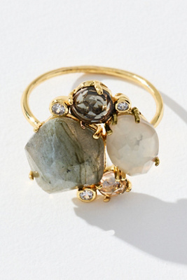By Anthropologie Multi Stone Cocktail Ring In Blue