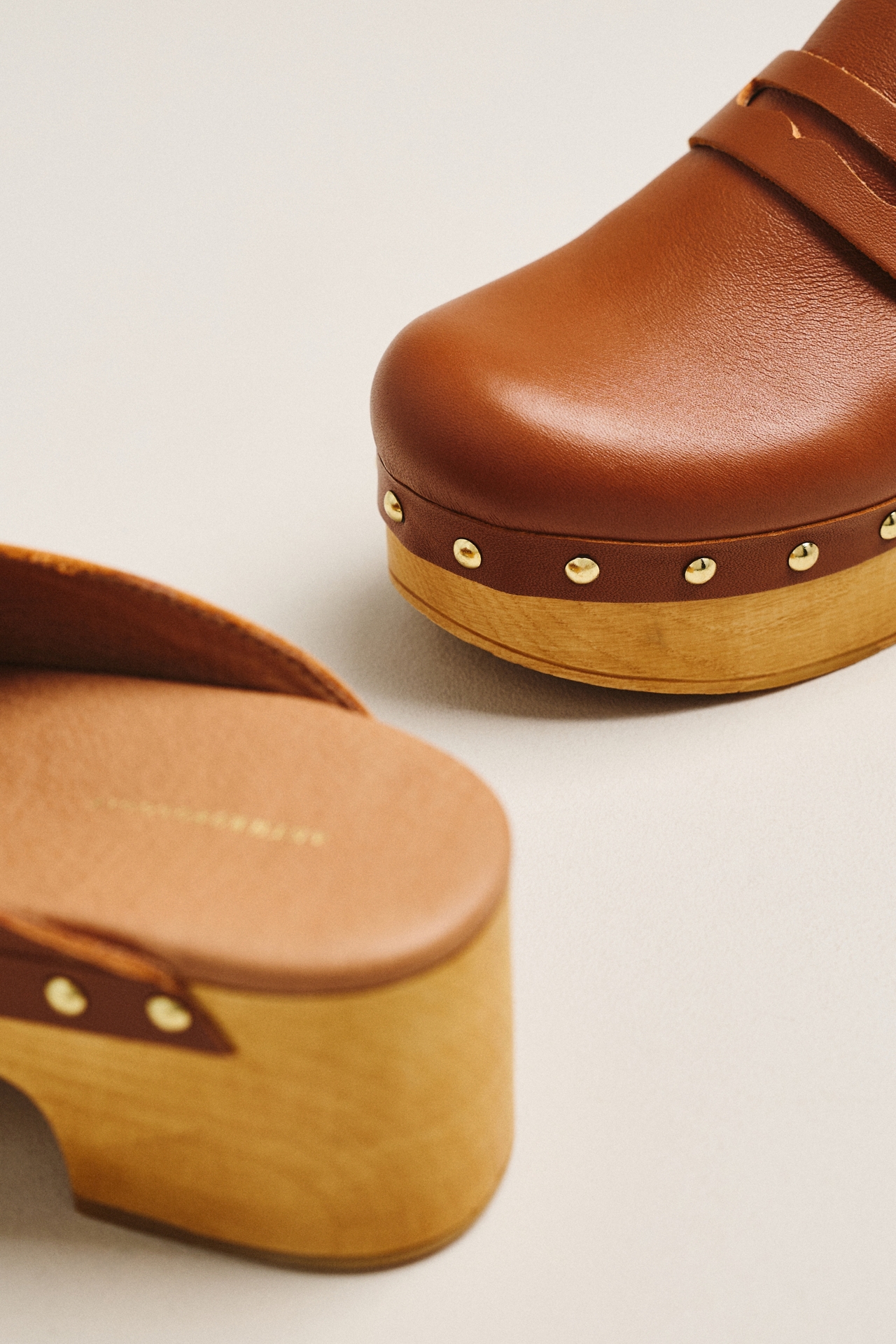 By Anthropologie Studded Loafer Wood-Bottom Clogs