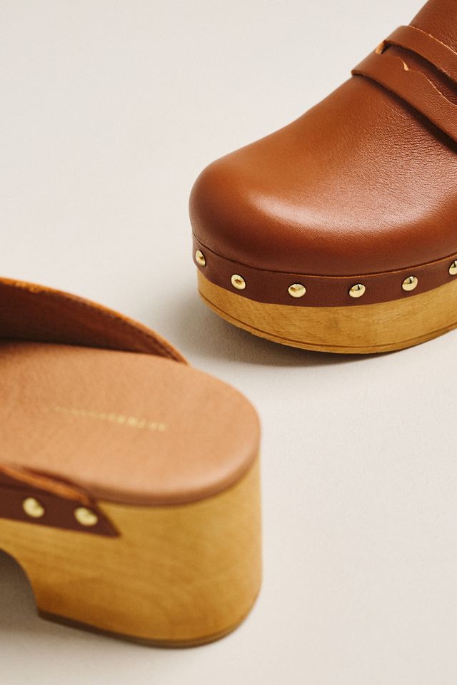 By Anthropologie Studded Loafer Wood-Bottom Clogs | Anthropologie