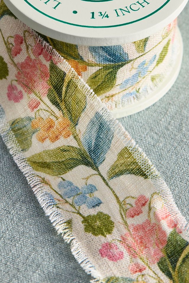 Floral Hand-Dyed Linen Ribbon | Anthropologie