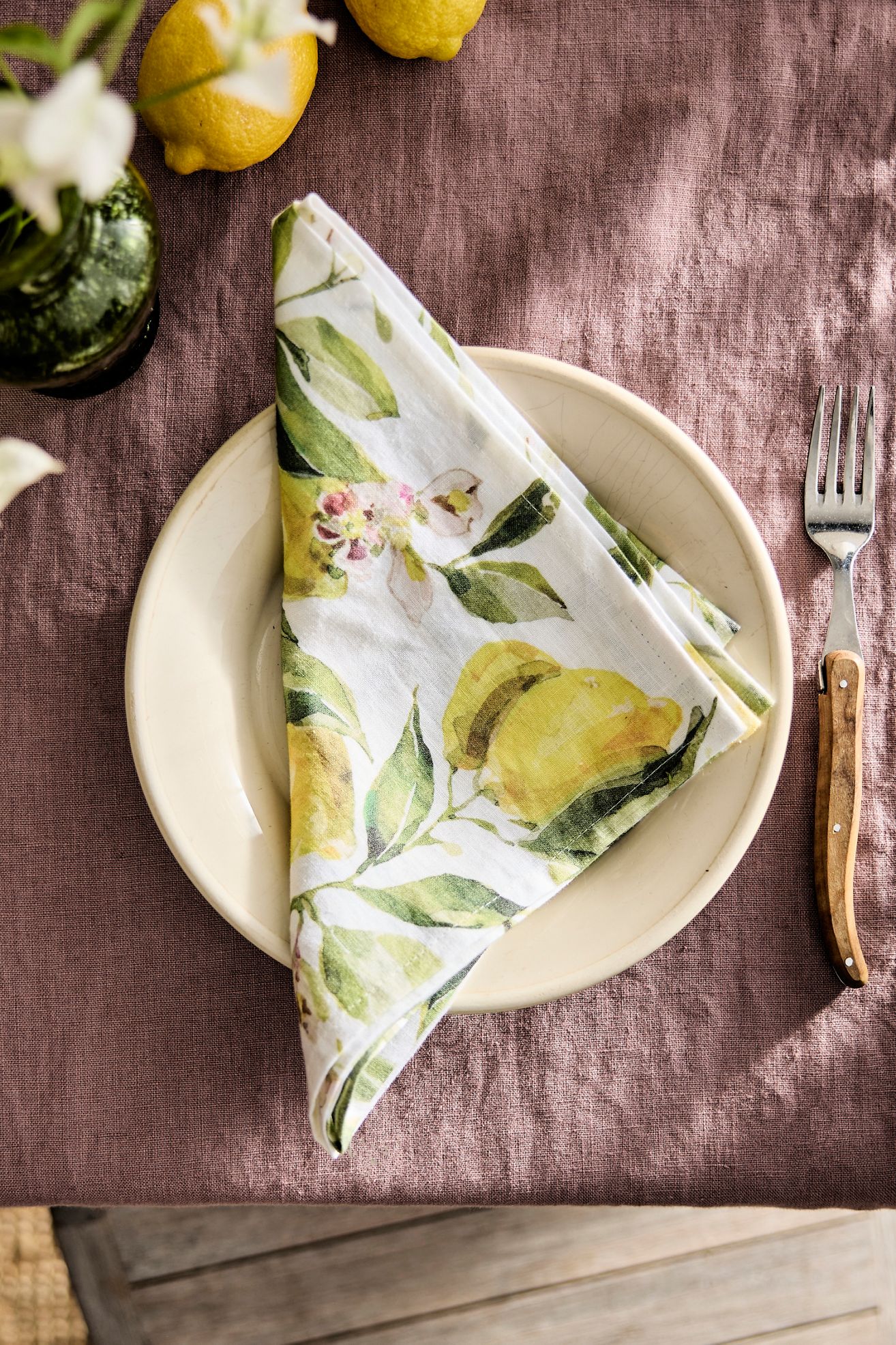 Lemons Linen Napkins, Set of 2 - Lemon, One Size