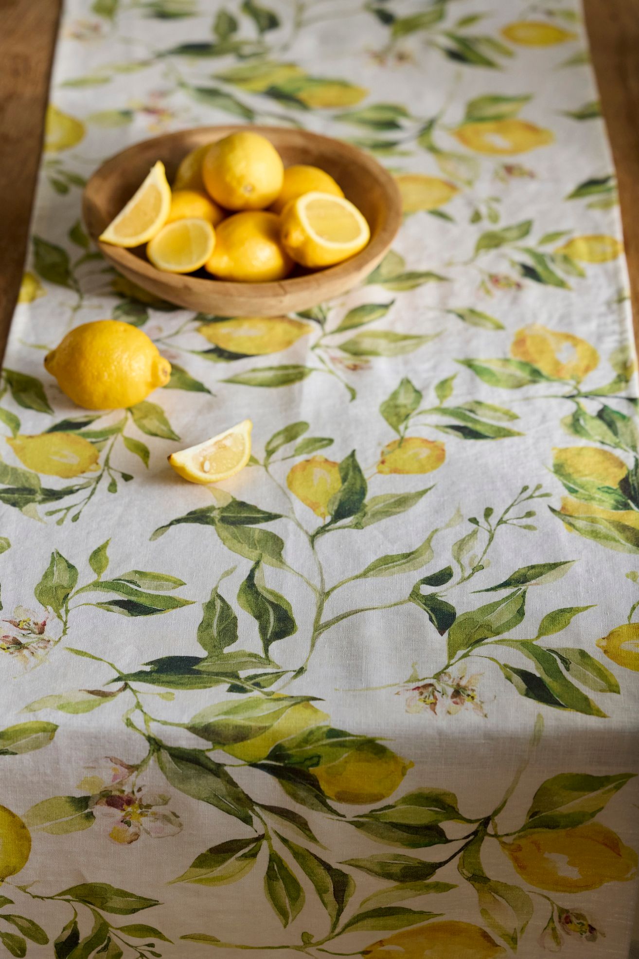 Lemons Linen Runner - Lemon, One Size