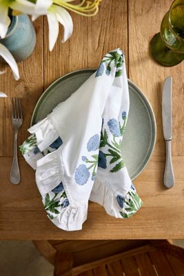 Blue Posy Cotton Napkins, Set of 4